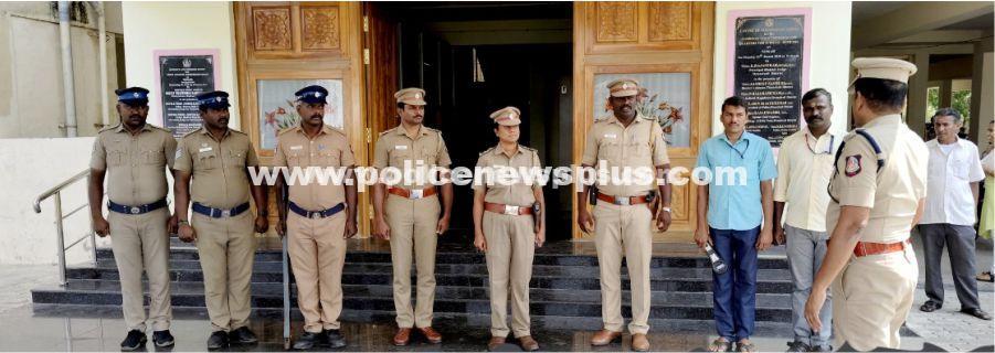 Armed officers provide security at courts