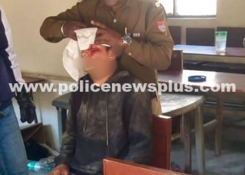 Almora police aided an injured youth in a bike accident