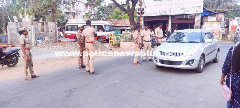 Police Conduct Patrol Near Nataraja Theater in Karaikudi