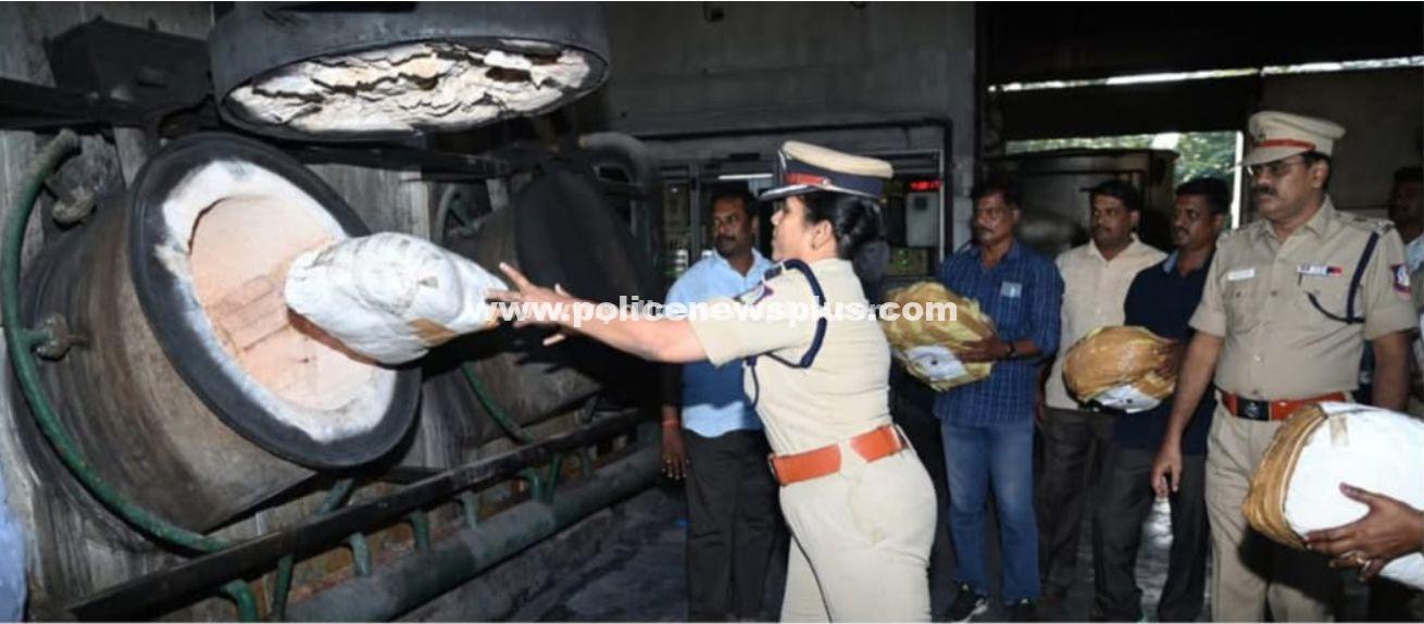 Avadi Police Destroy Seized Ganja