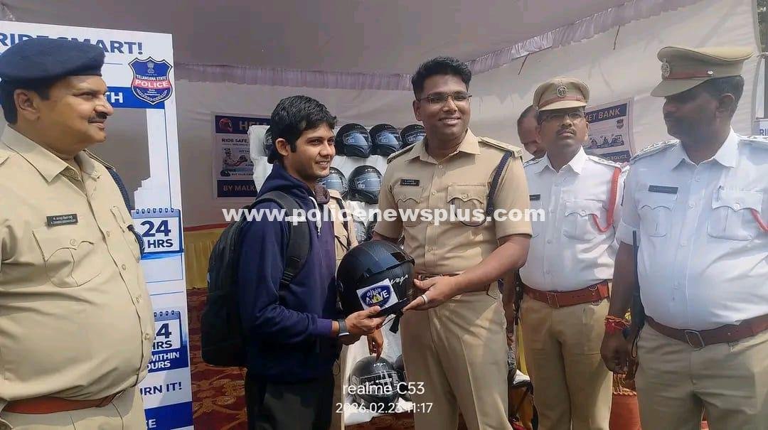 Malkajgiri Traffic Police Launch Helmet Bank