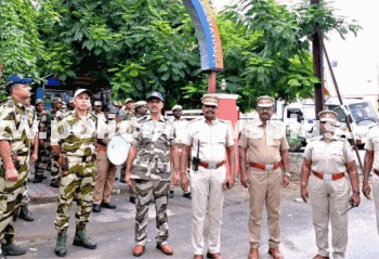 Flag March Ensures Peaceful Counting